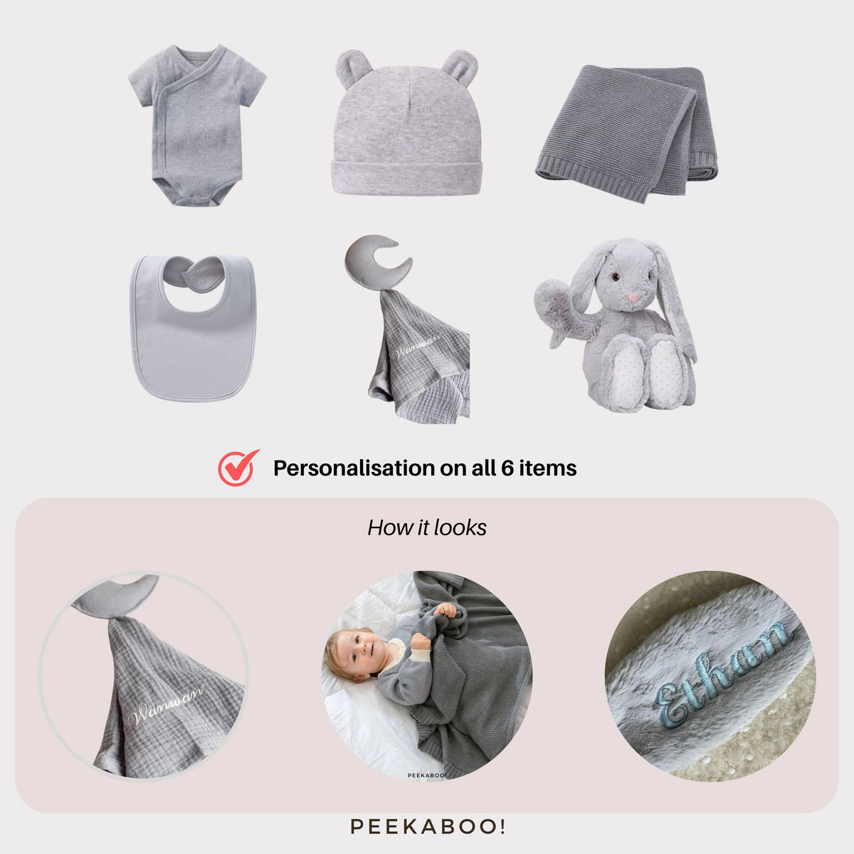Personalised-Baby-Shower-Giftset-Grey-Detils-Peekaboo-normal-personalisation