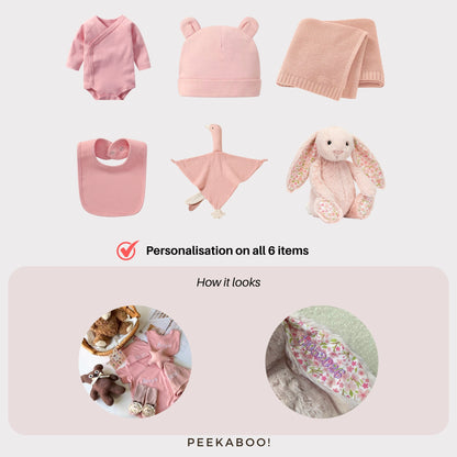 Personalised Jellycat Baby Shower Gift Set - Blush Cherry
