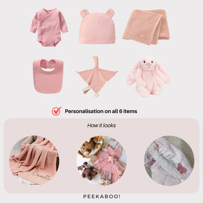 Personalised Jellycat Baby Shower Gift Set - Pink