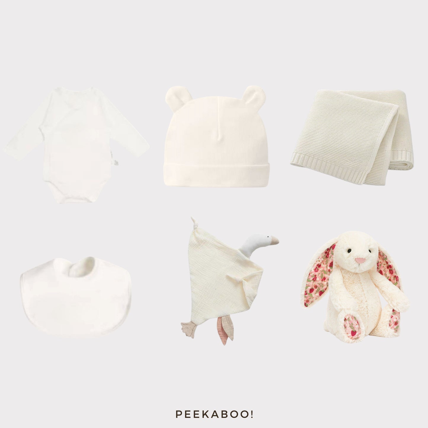 Personalised Jellycat Baby Shower Gift Set - White Berry