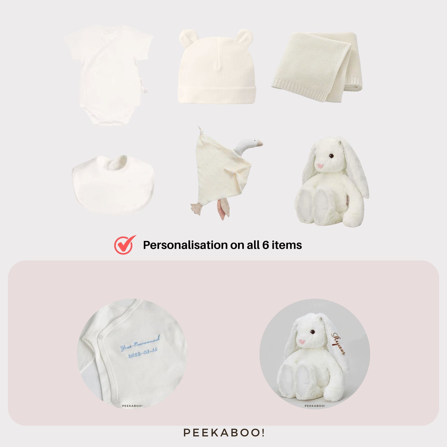 Personalised Jellycat Baby Shower Gift Set - White