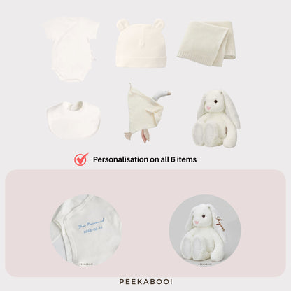 Personalised Jellycat Baby Shower Gift Set - White