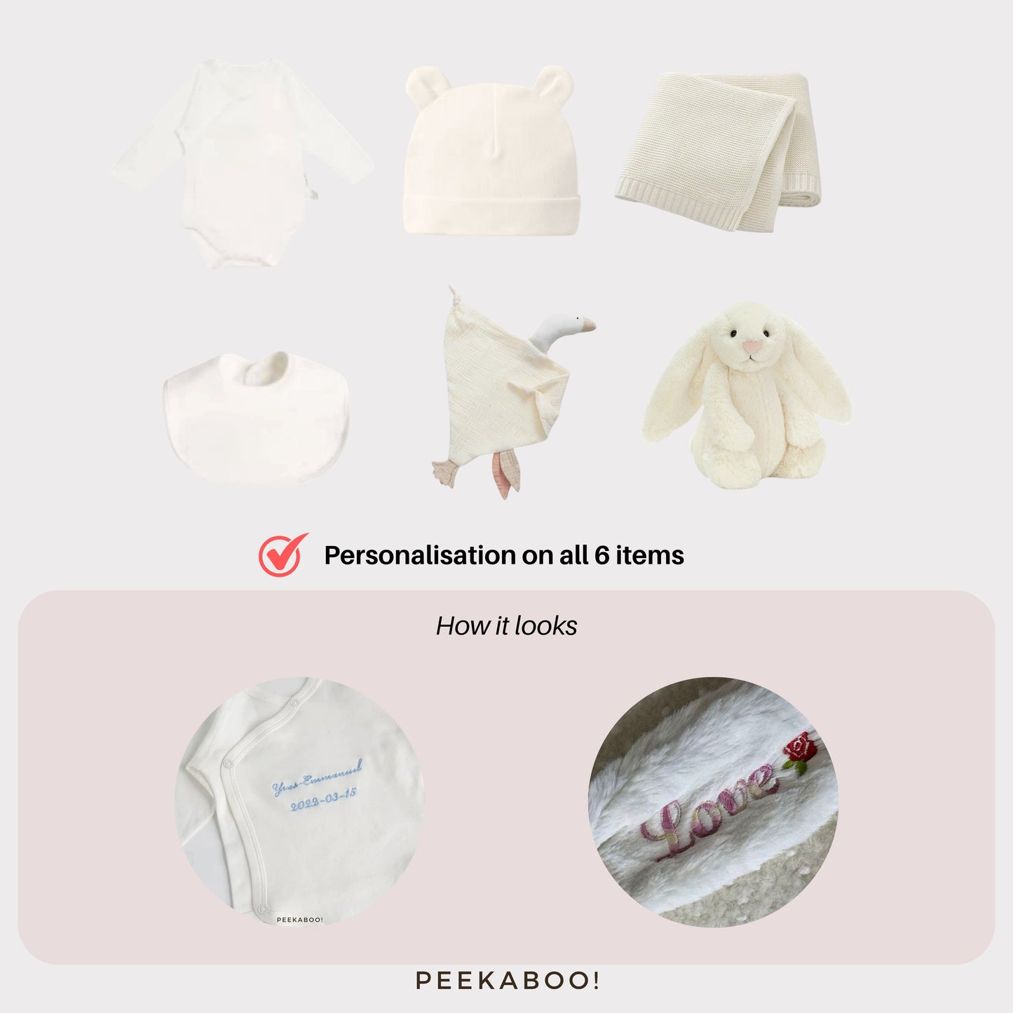 Personalised Jellycat Baby Shower Gift Set - White