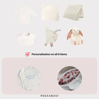 Personalised Jellycat Baby Shower Gift Set - White Berry