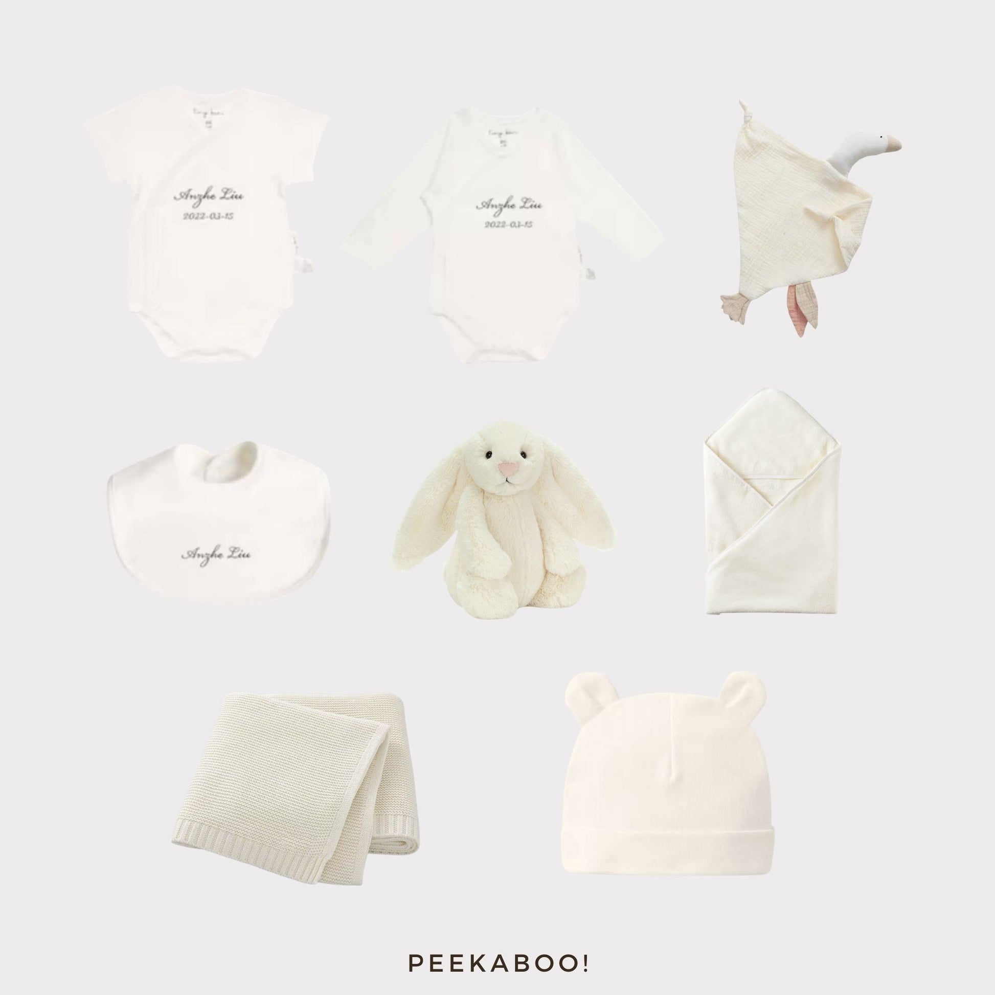 Personalised-Baby-newborn-Giftset-White-Cover-Peekaboo