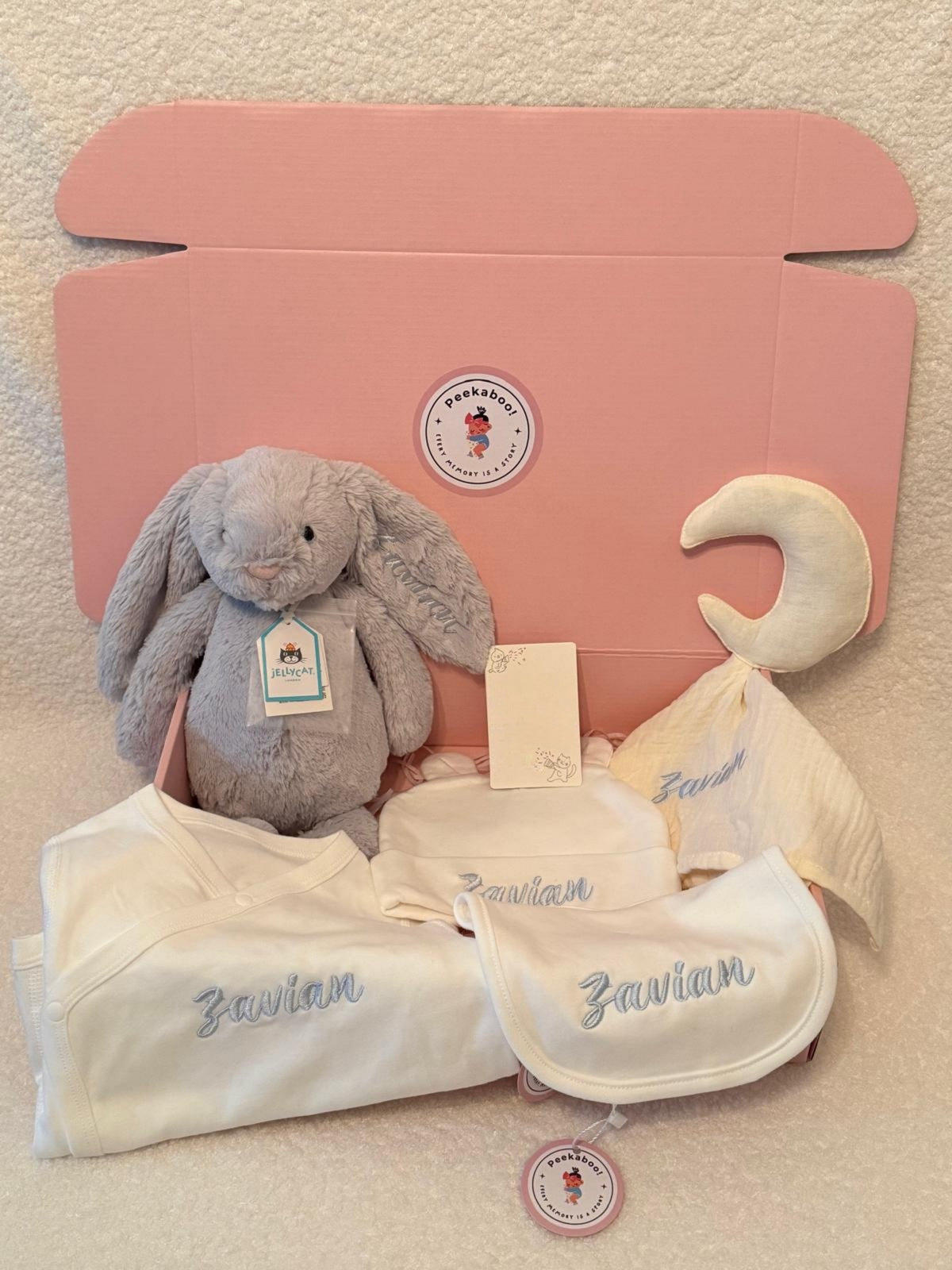 Personalised Jellycat Newborn Baby Welcome Gift Set - White Berry