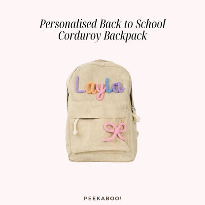 Personalised-Back-to-School-Corduroy-Backpack-Beige