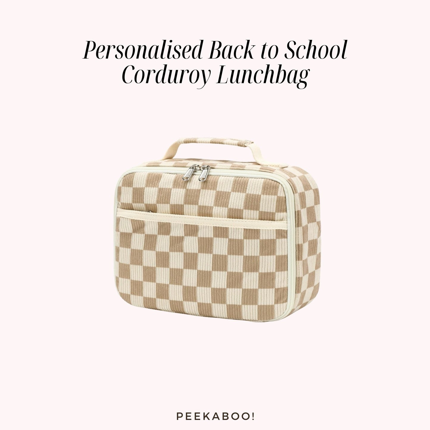 Personalised-Back-to-School-Corduroy-Lunchbag-Beige-Checked-Pattern