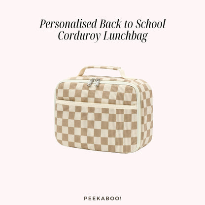 Personalised-Back-to-School-Corduroy-Lunchbag-Beige-Checked-Pattern