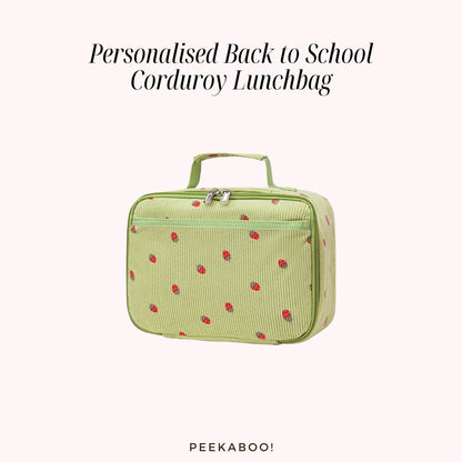 Personalised-Back-to-School-Corduroy-Lunchbag-Green-Strawberry