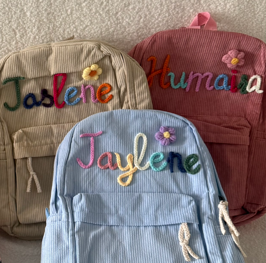 Personalised Back to School Corduroy Backpack