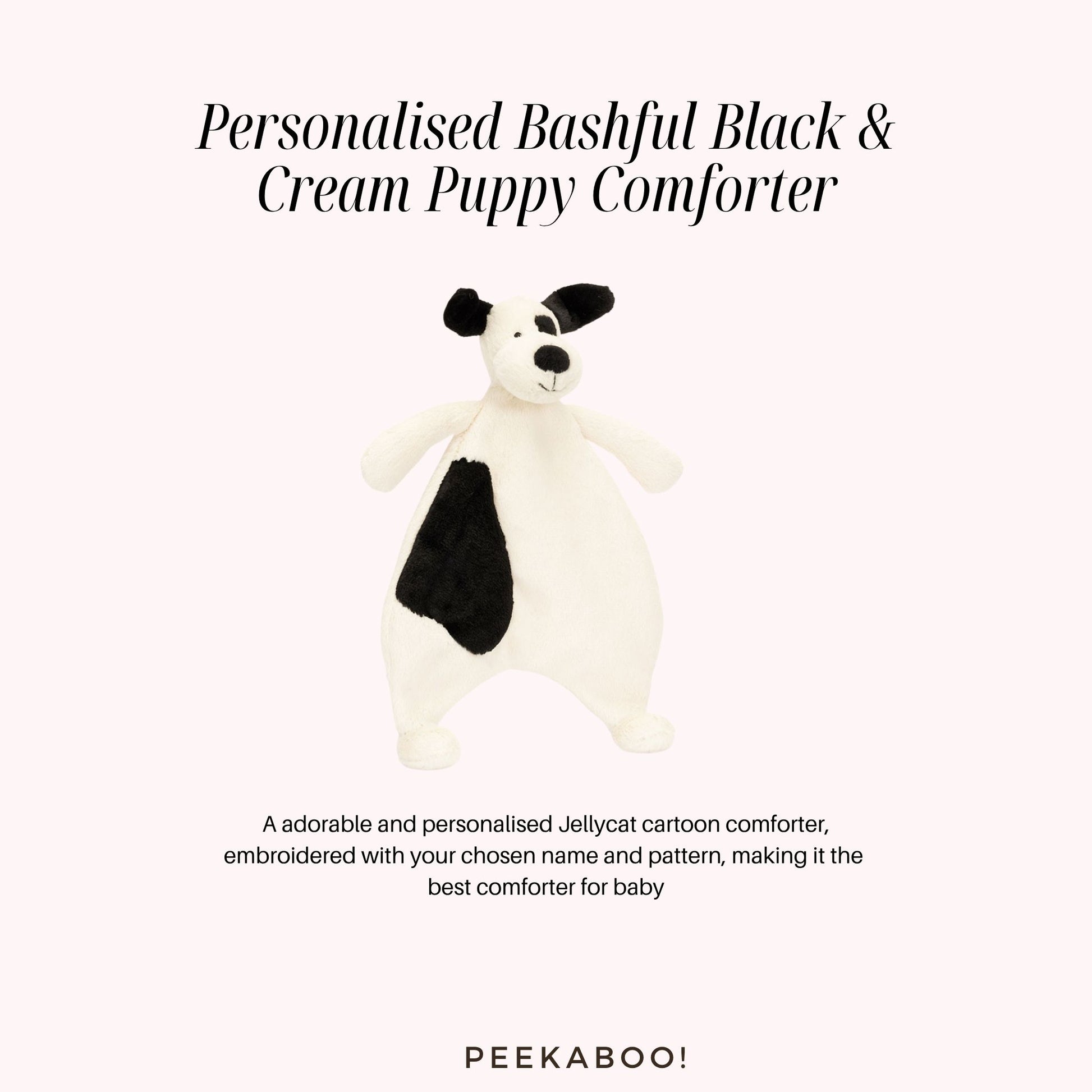 Personalised-Bashful-Black-Cream-Puppy-Comforter-Peekaboo