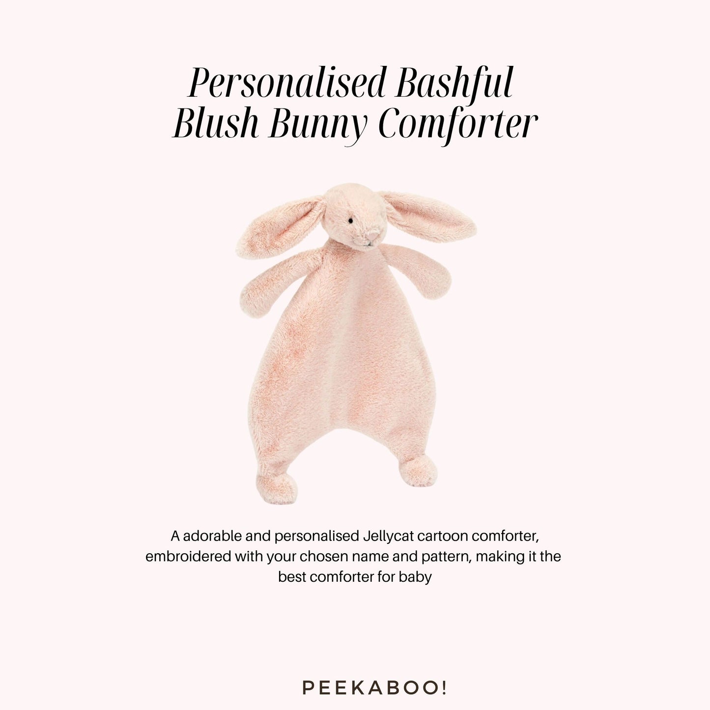 Personalised Bashful Bunny Comforter - Blush Colour