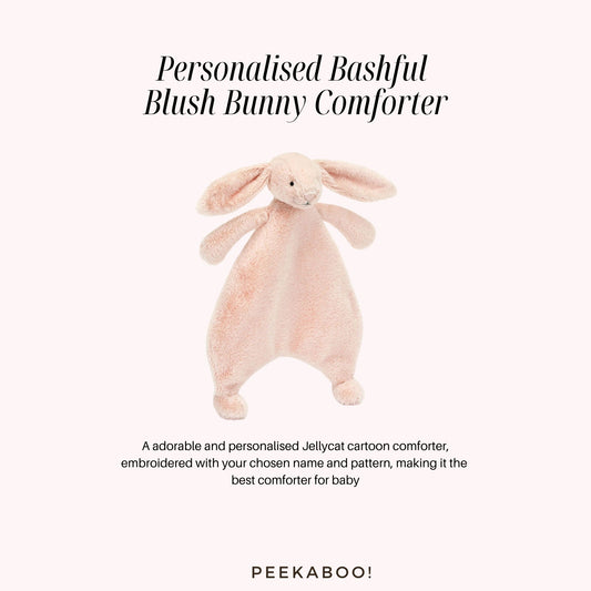 Personalised Bashful Bunny Comforter - Blush Colour