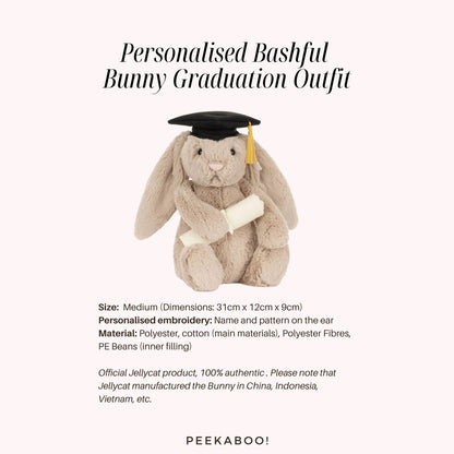 Personalised Jellycat Bashful Bunny - Graduation Outfit