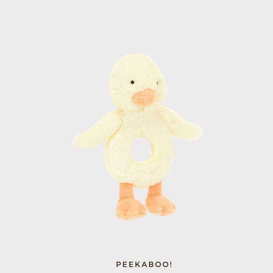 Personalised-Bashful-Duckling-Ring-Rattle-Cover-Peekaboo