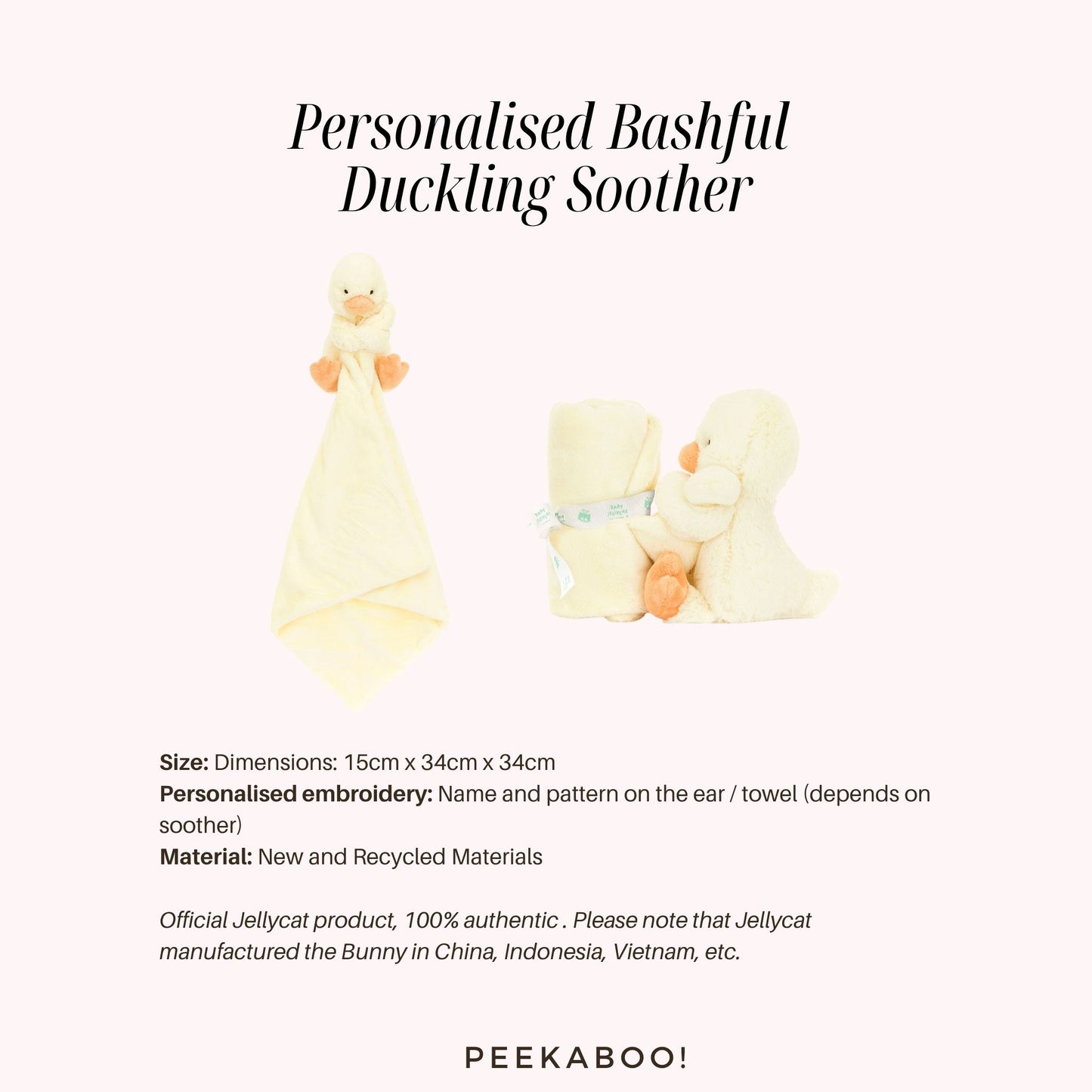 Personalised-Bashful-Duckling-Soother-Details-Peekaboo