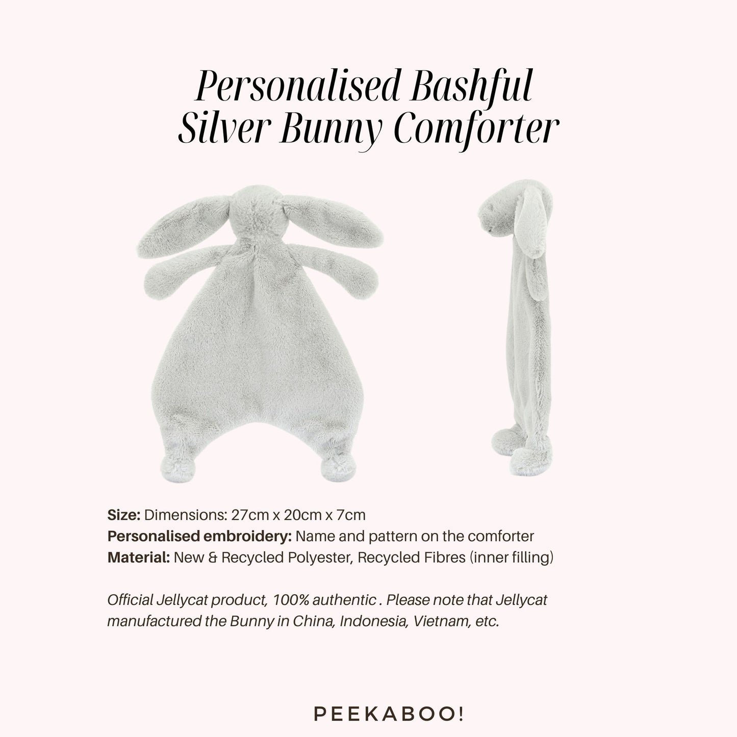 Personalised-Bashful-Silver-Bunny-Comforter-Size-Peekaboo