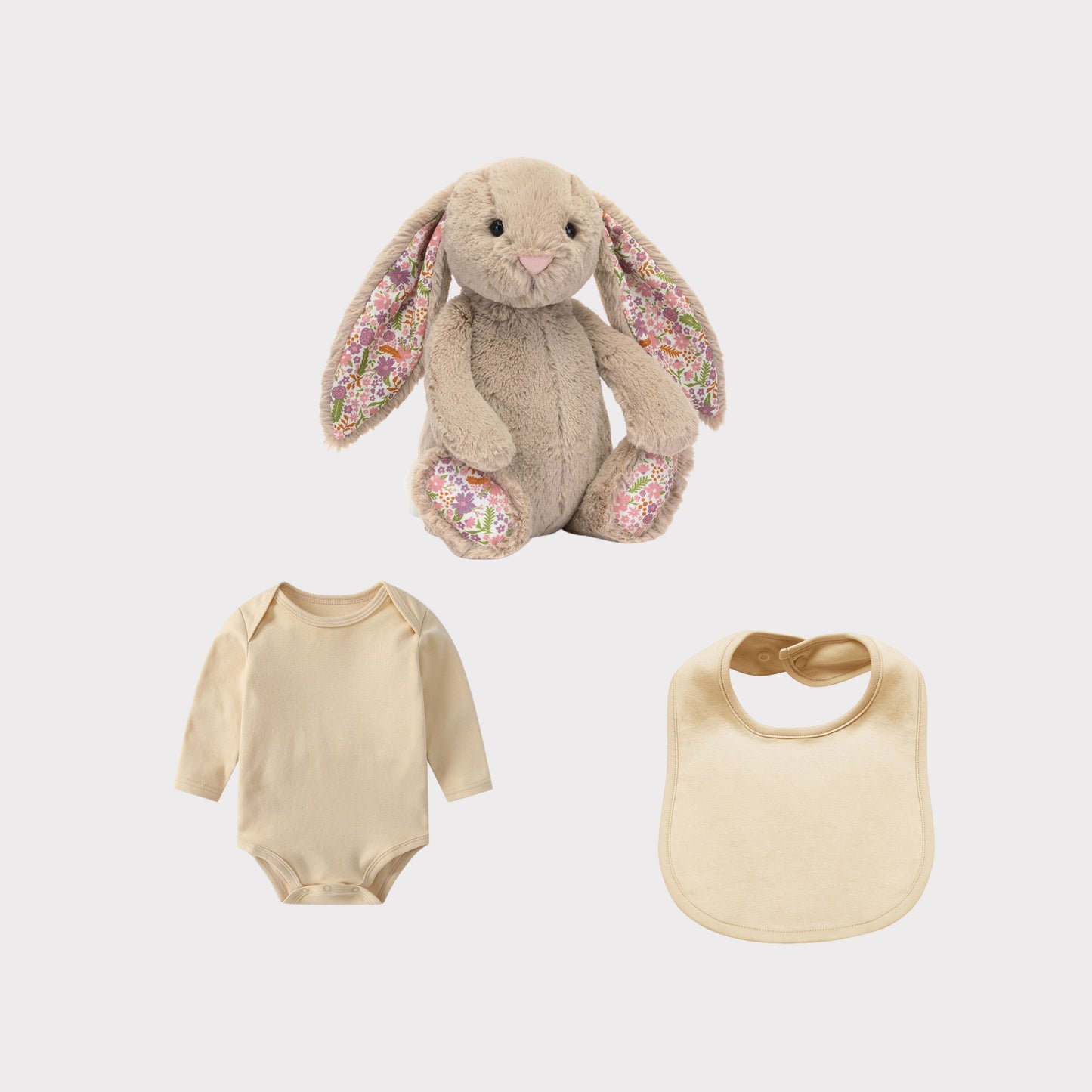 Personalised Jellycat Bunny and Bodysuit Set - Beige Petal