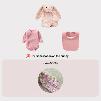 Personalised Jellycat Bunny and Bodysuit Set - Blush 'Cherry'