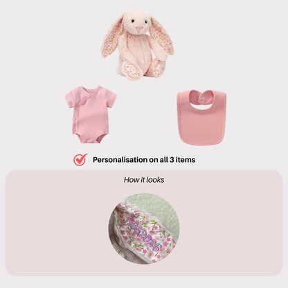 Personalised Jellycat Bunny and Bodysuit Set - Blush 'Cherry'