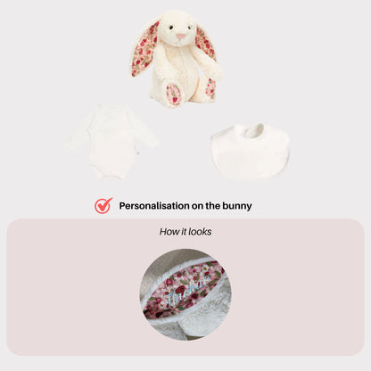 Personalised Jellycat Bunny and Bodysuit Set - Cream 'Berry'