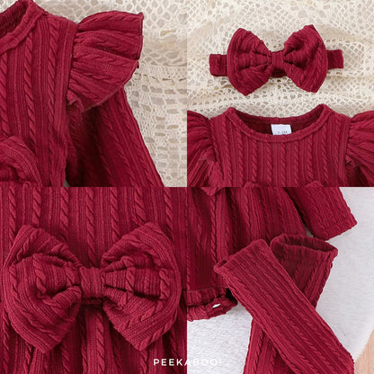 Christmas Baby Girl Romper Dress Set