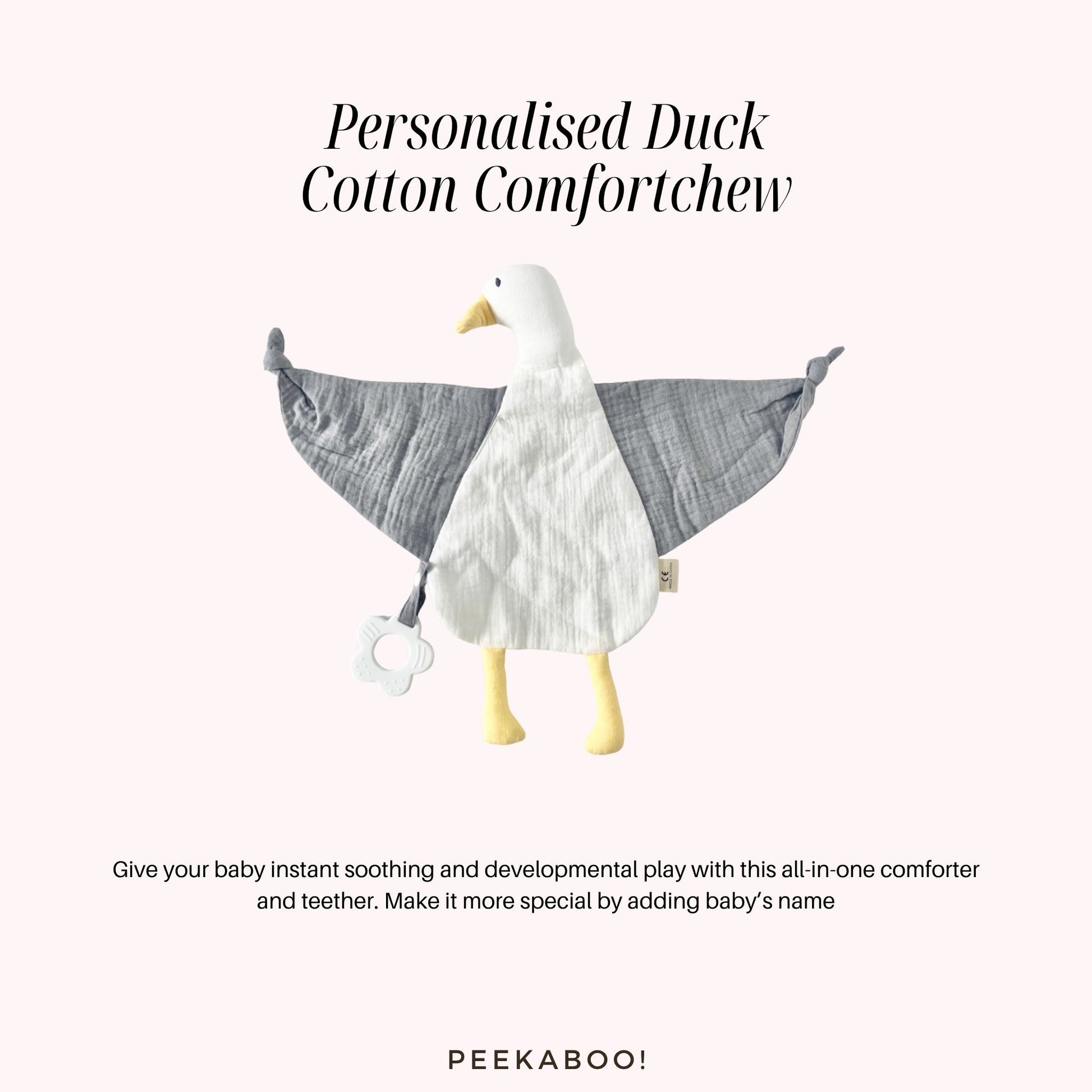 Personalised-Cotton-Comfortchew-Duck-Peekaboo