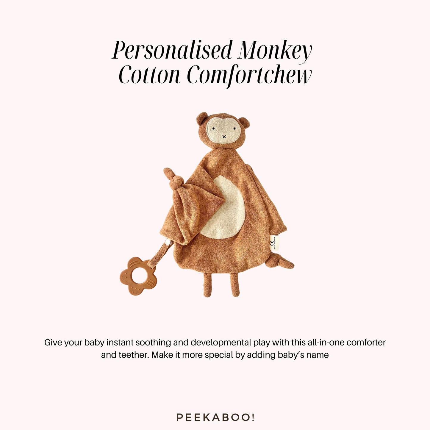 Personalised-Cotton-Comfortchew-Monkey-Peekaboo