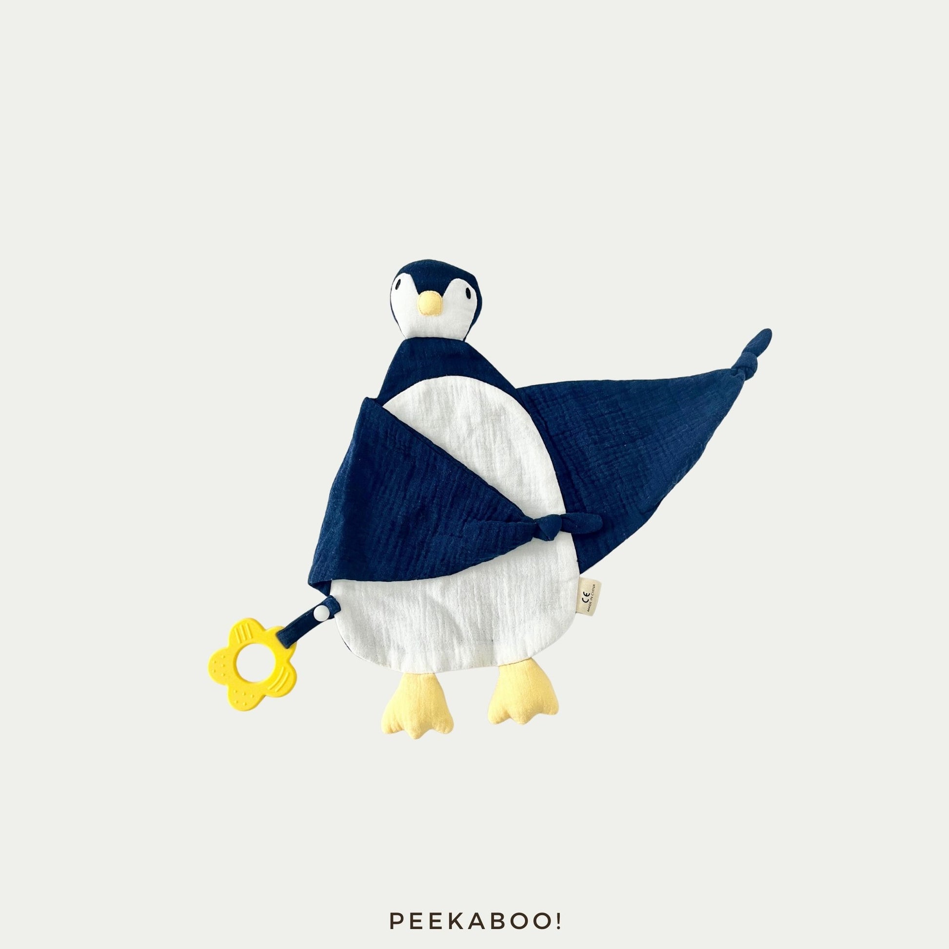 Personalised-Cotton-Comfortchew-Penguin-cover-Peekaboo