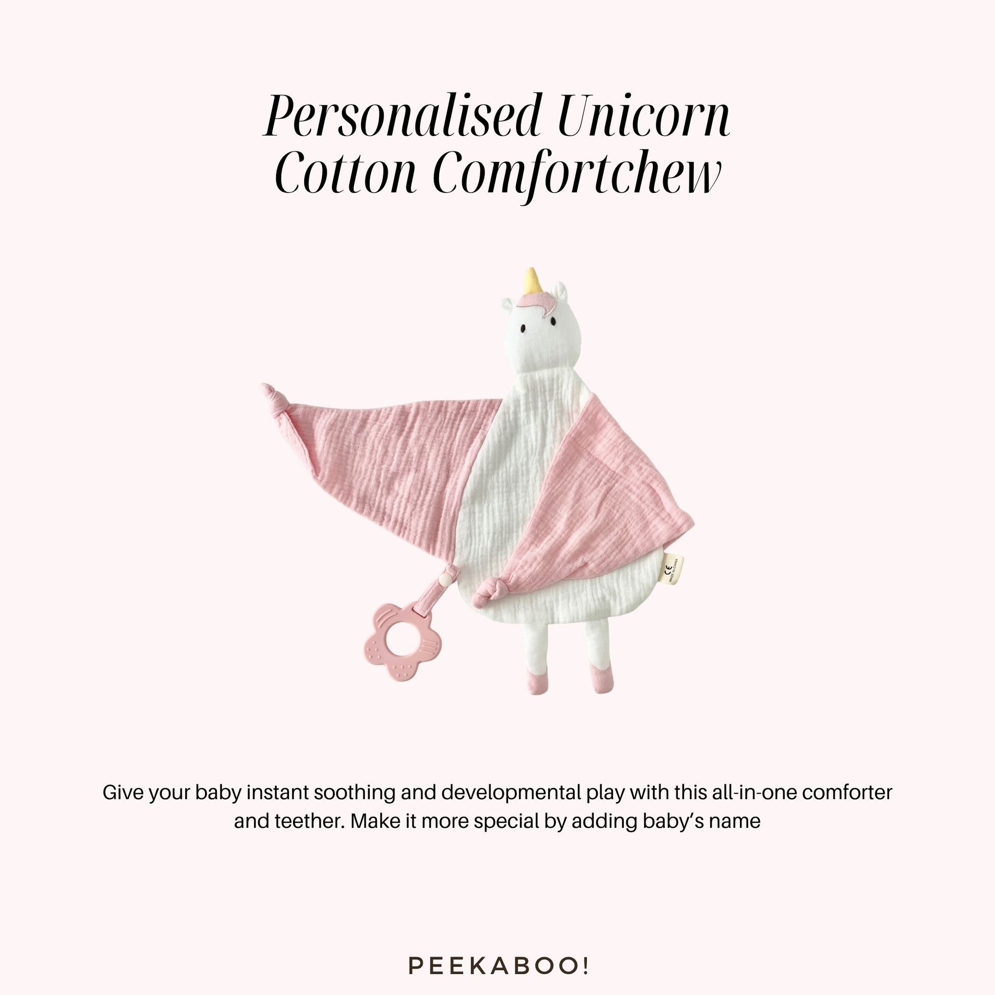 Personalised-Cotton-Comfortchew-Unicorn-Peekaboo