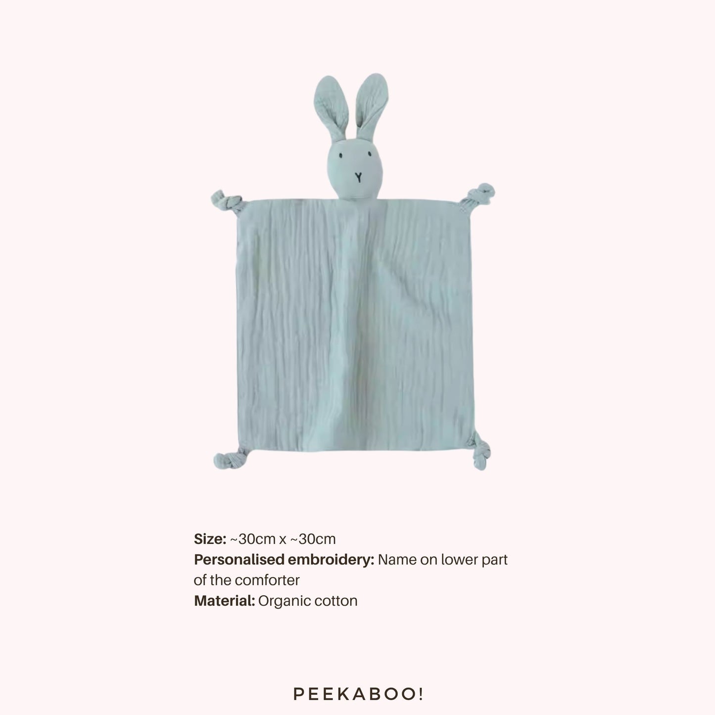 Personalised-Cotton-Muslin-Comforter-Bunny-Green-Peekaboo