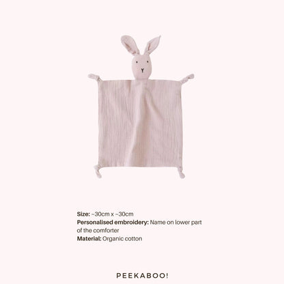 Personalised-Cotton-Muslin-Comforter-Bunny-Milky-Taupe-Peekaboo