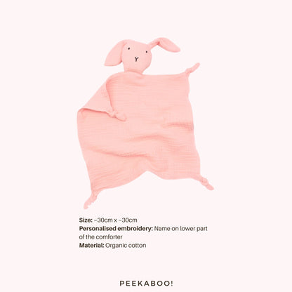 Personalised-Cotton-Muslin-Comforter-Bunny-Pink-Peekaboo