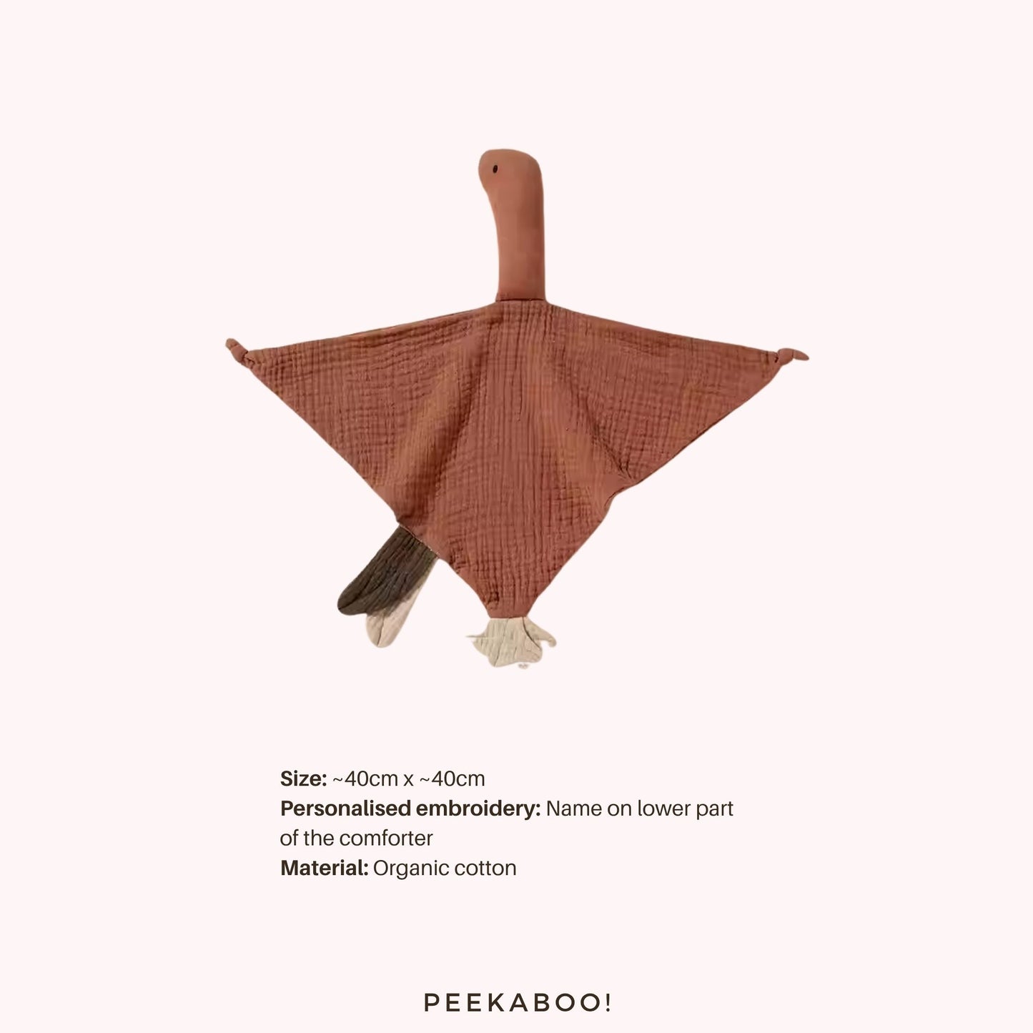 Personalised-Cotton-Muslin-Comforter-Duck-Red-Peekaboo