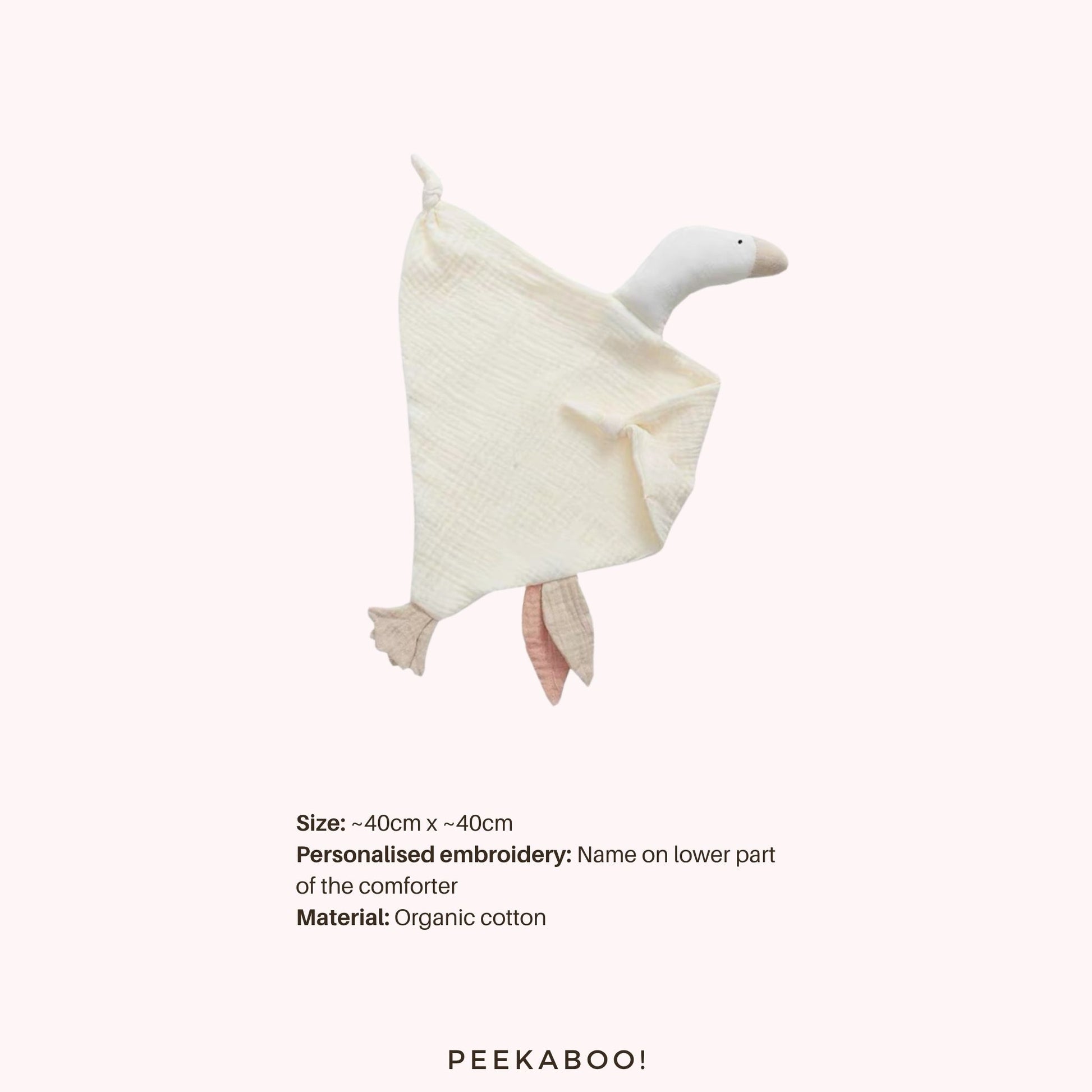 Personalised-Cotton-Muslin-Comforter-Duck-White-Peekaboo