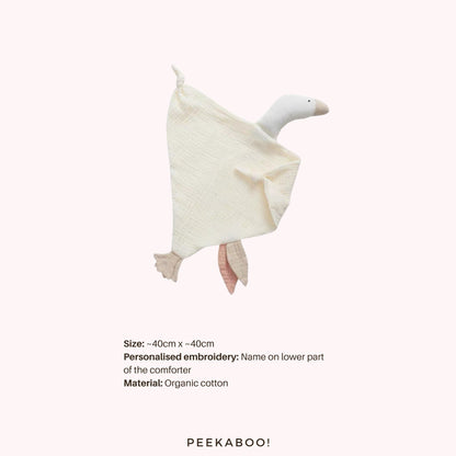Personalised-Cotton-Muslin-Comforter-Duck-White-Peekaboo