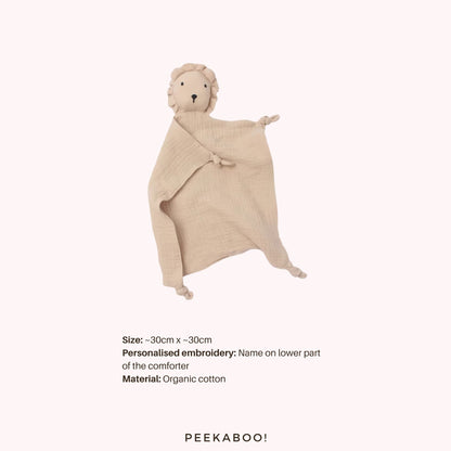 Personalised-Cotton-Muslin-Comforter-Lion-Beige-Peekaboo