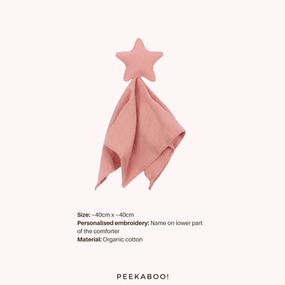 Personalised-Cotton-Muslin-Comforter-Star-Pink-Peekaboo