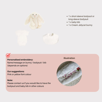 Personalised Jellycat Bunny and Bodysuit Set - Cream Colour