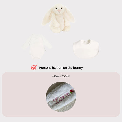 Personalised Jellycat Bunny and Bodysuit Set - Cream Colour
