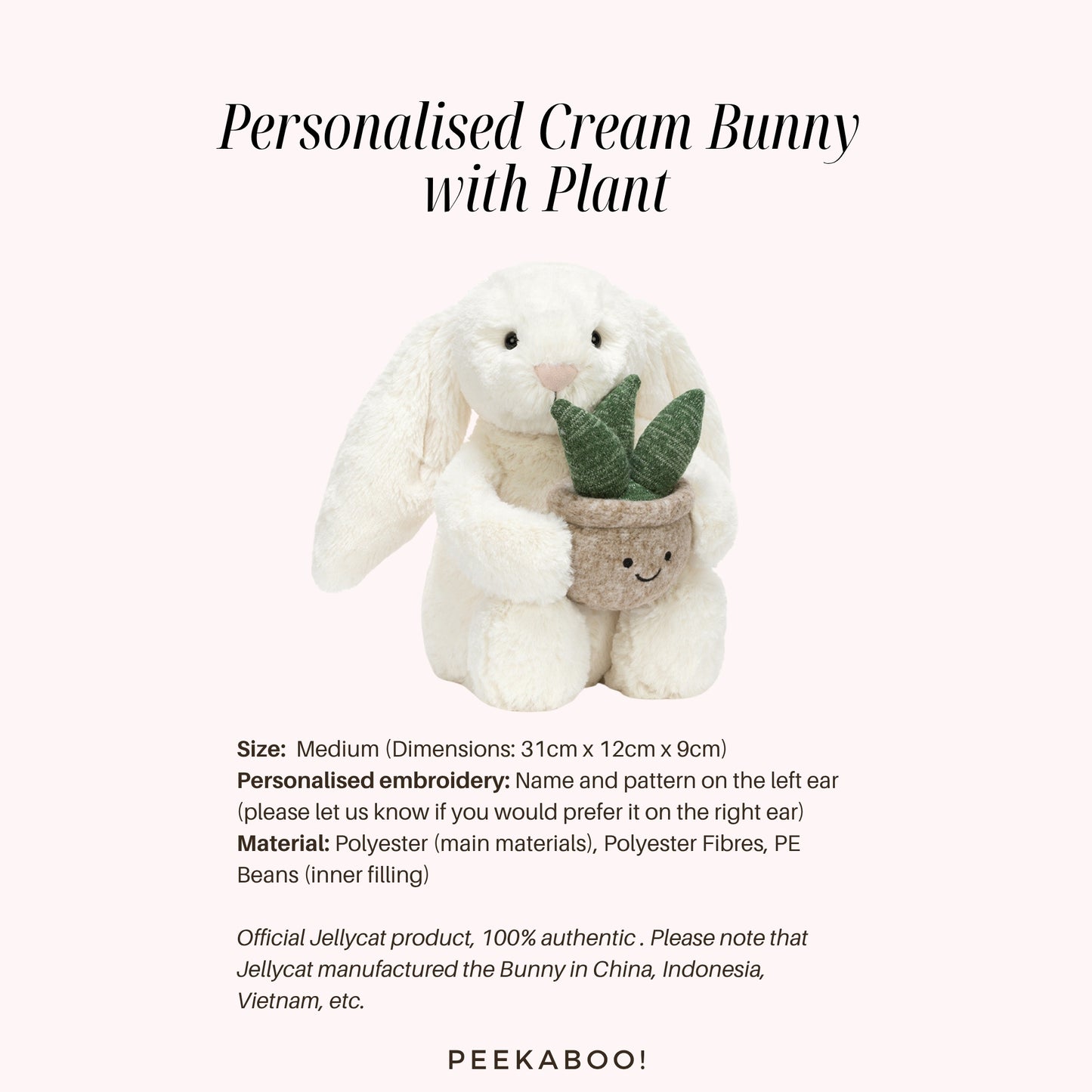 Personalised-Cream-Bunny-with-Plant-size-Peekaboo