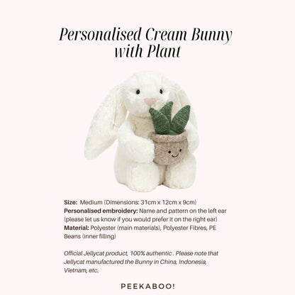 Personalised-Cream-Bunny-with-Plant-size-Peekaboo