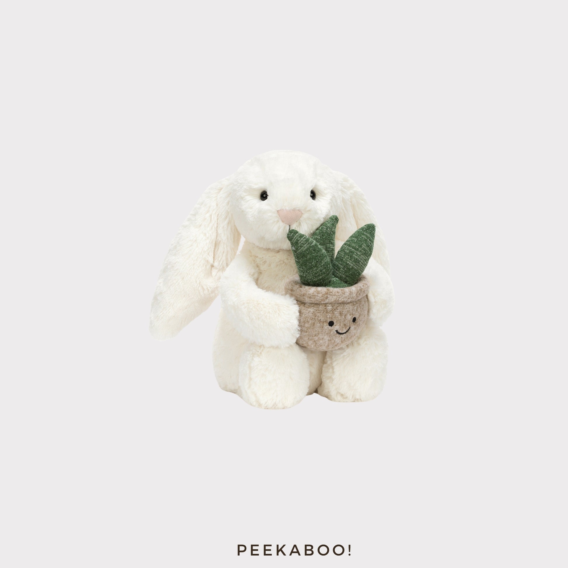 Personalised-Cream-Bunny-with-plant-Cover-Peekaboo