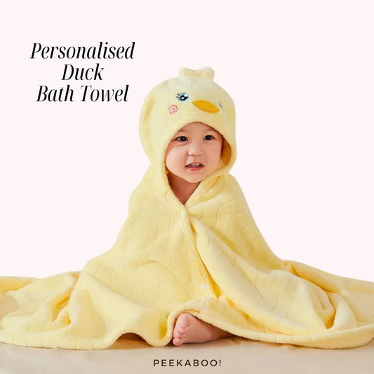 Personalised-Duck-Bath-Towel-Peekaboo-Baby-And-Kids