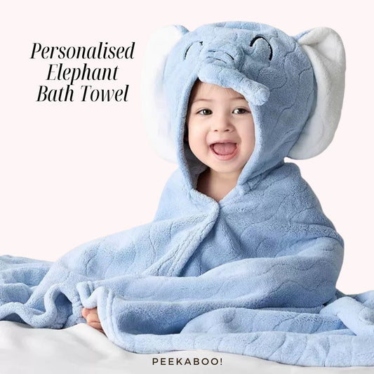 Personalised-Elephant-Bath-Towel-Peekaboo-Baby-And-Kids