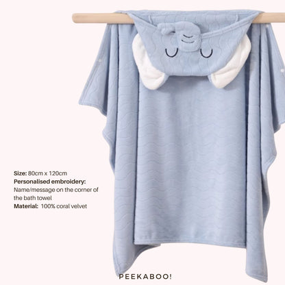 Personalised-Elephant-Bath-Towel-Size-Peekaboo-Baby-And-Kids
