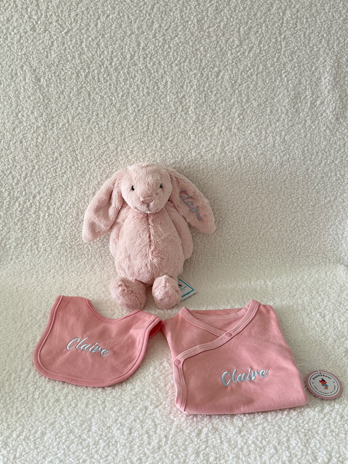 Personalised Jellycat Bunny and Bodysuit Set - Blush Colour