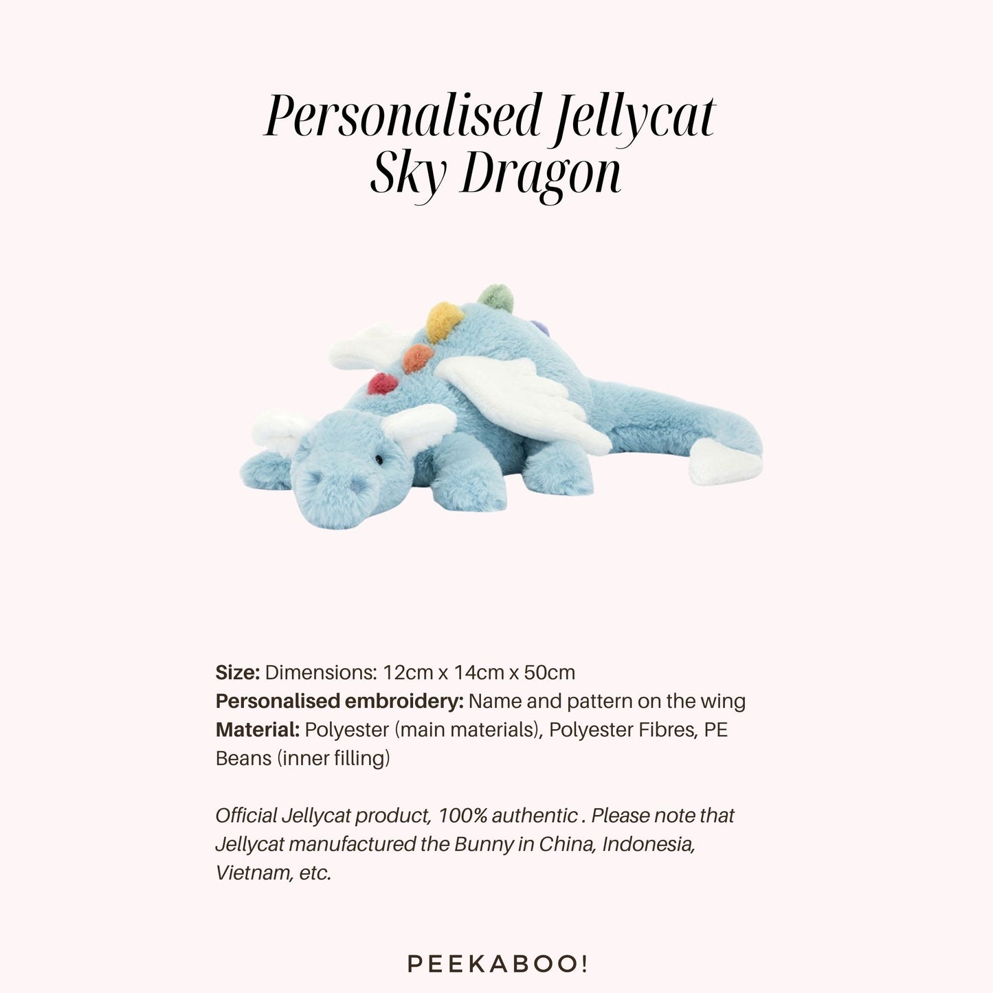 Personalised-Jellycat-Sky-Dragon-size-Peekaboo