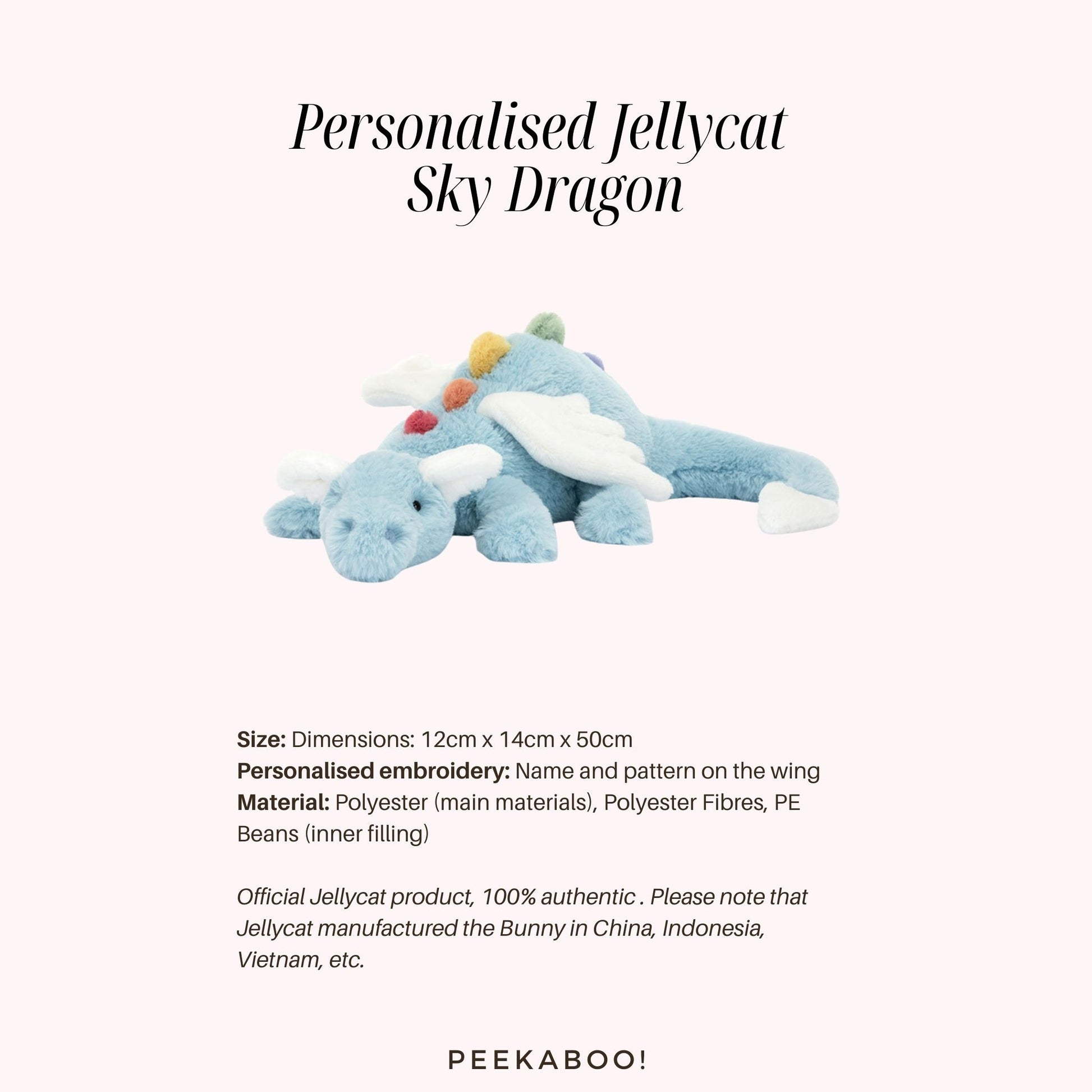Personalised-Jellycat-Sky-Dragon-size-Peekaboo